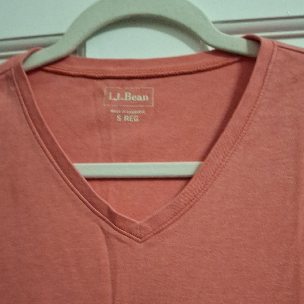 L.L. Bean Salmon 3/4 Sleeve V-Neck Tee Ladies S Reg